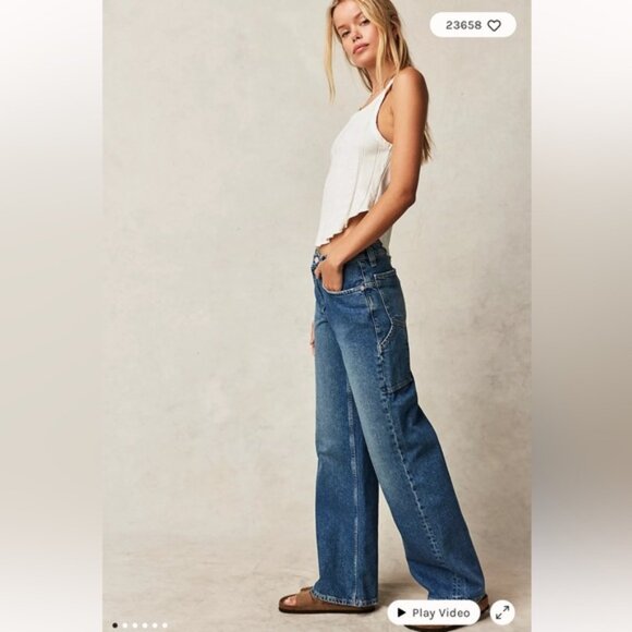 We The Free Tinsley Baggy High Rise Straight Leg Jeans Size 24 - Picture 2 of 15